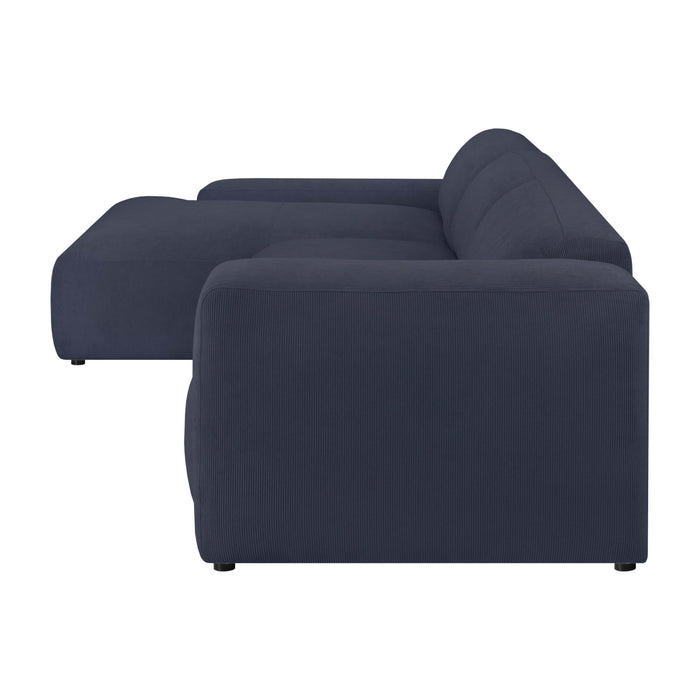 by fonQ Wonder 5-zits Hoekbank met Chaise Longue Links - Rib - Navy
