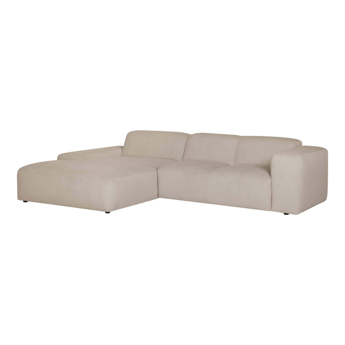 by fonQ Wonder 4-zits Hoekbank met Chaise Longue Links XL - Rib - Beige