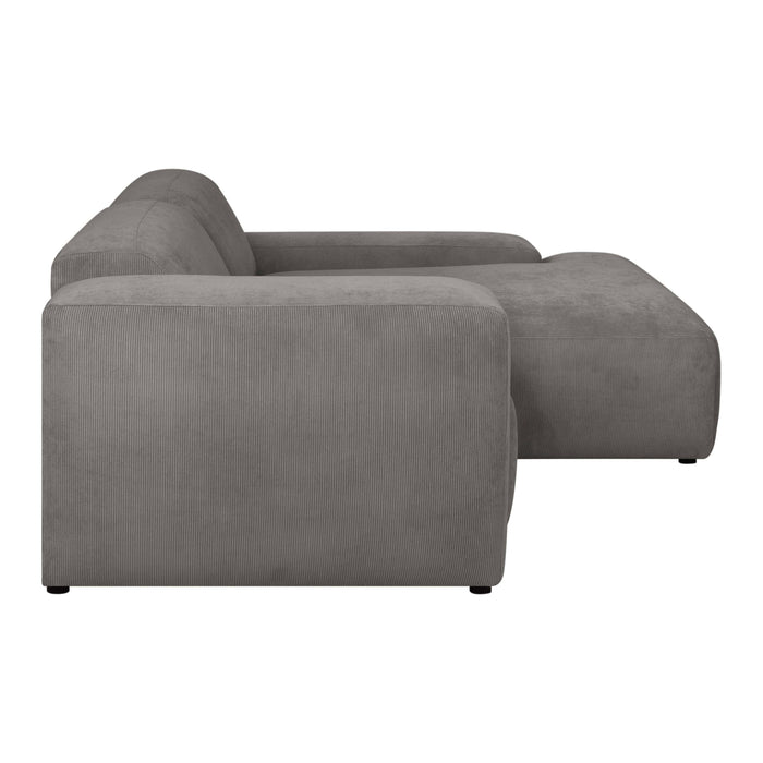 by fonQ Wonder 3-zits Hoekbank met Chaise Longue Rechts - Rib - Grijs