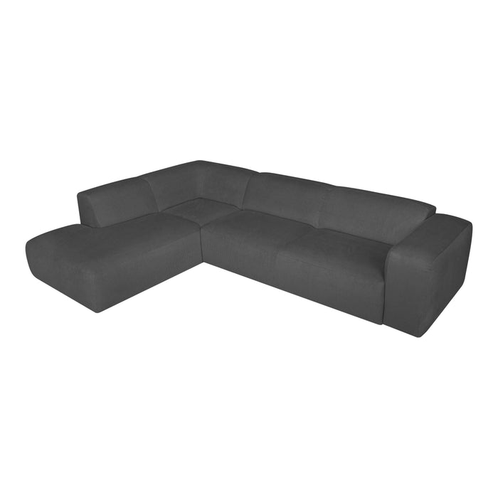 by fonQ Wonder 5-zits Hoekbank Links - Open Eind - Rib - Antraciet