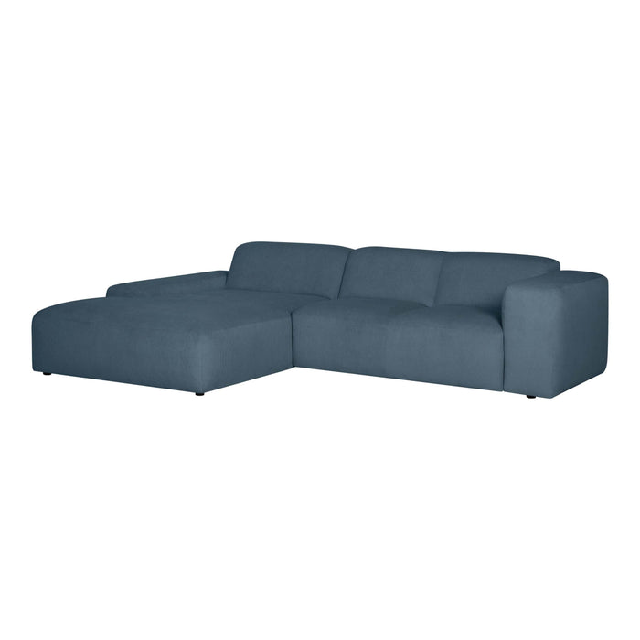 by fonQ Wonder 4-zits Hoekbank met Chaise Longue Links XL - Rib - Navy