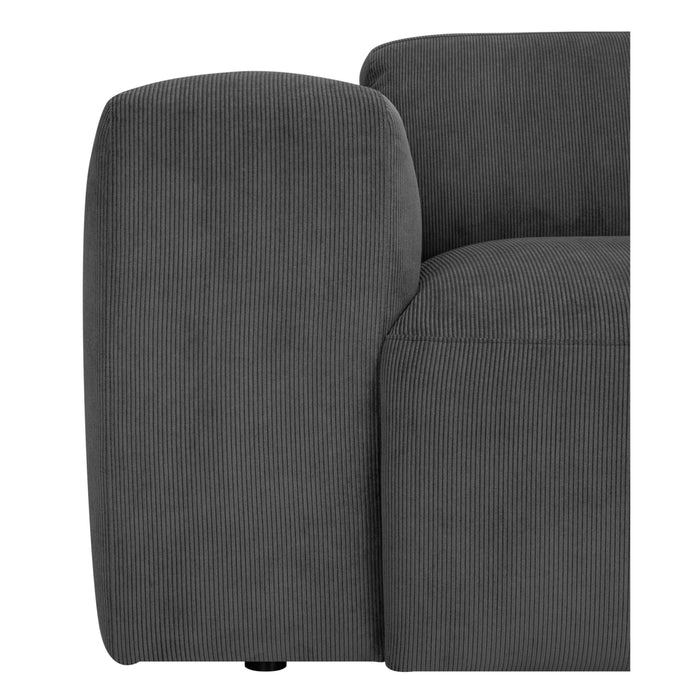 by fonQ Wonder 5-zits Hoekbank Links - Open Eind - Rib - Antraciet