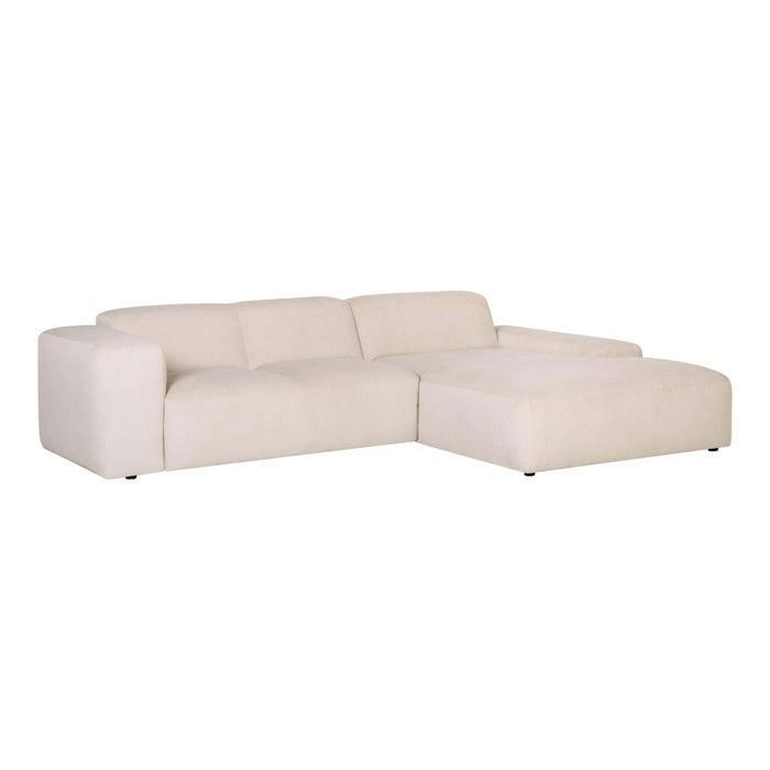 by fonQ Wonder 4-zits Hoekbank met Chaise Longue Rechts XL - Rib - Crème