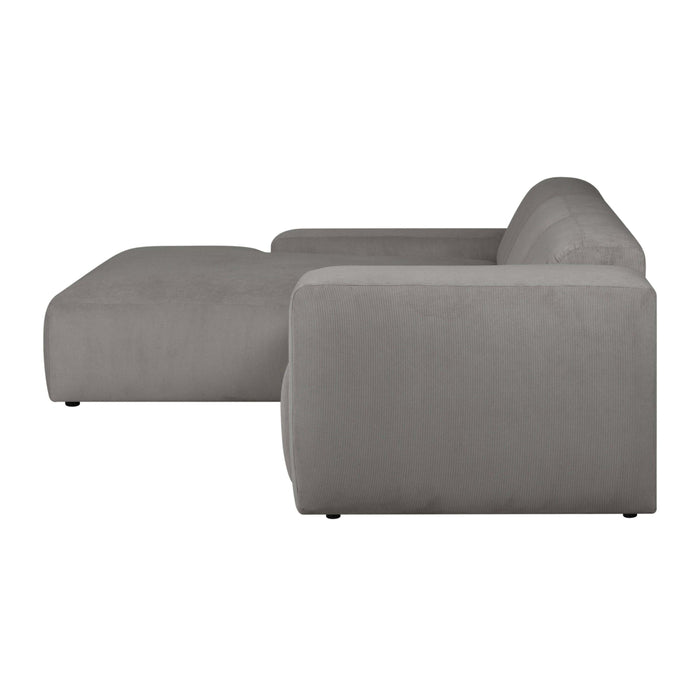 by fonQ Wonder 4-zits Hoekbank met Chaise Longue Links XL - Rib - Grijs