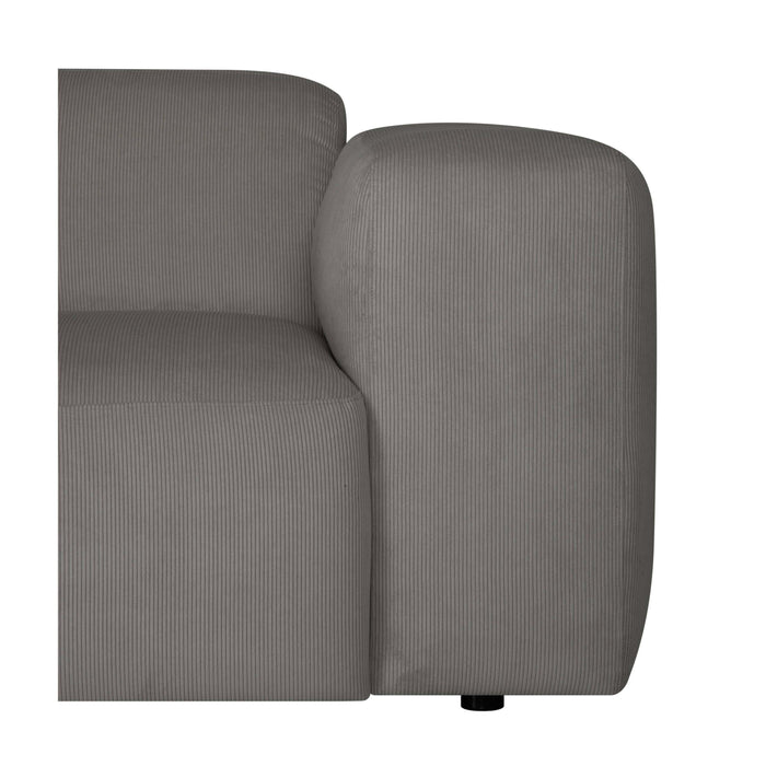 by fonQ Wonder 4-zits Hoekbank met Chaise Longue Links XL - Rib - Grijs