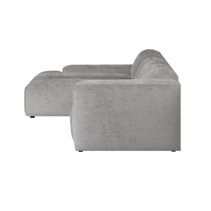 by fonQ Plume 3-zits Hoekbank met Chaise Longue Links - Chenille - Grijs