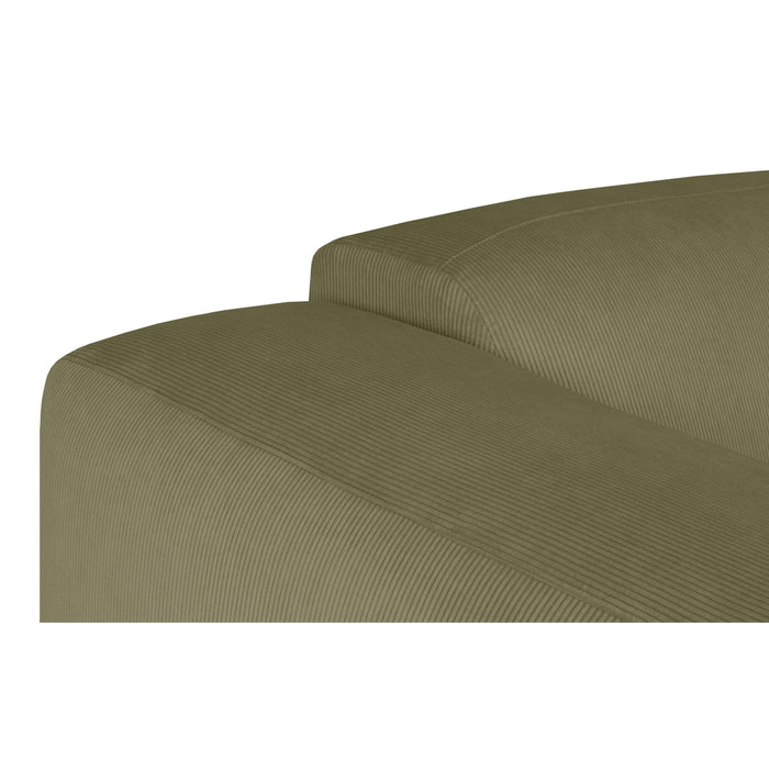 by fonQ Wonder 4-zits Hoekbank Rechts - Open Eind - Rib - Mosgroen