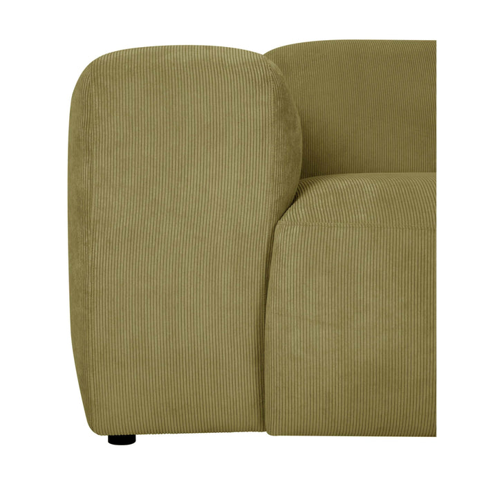 by fonQ Wonder 3-zits Hoekbank met Chaise Longue Rechts - Rib - Mosgroen