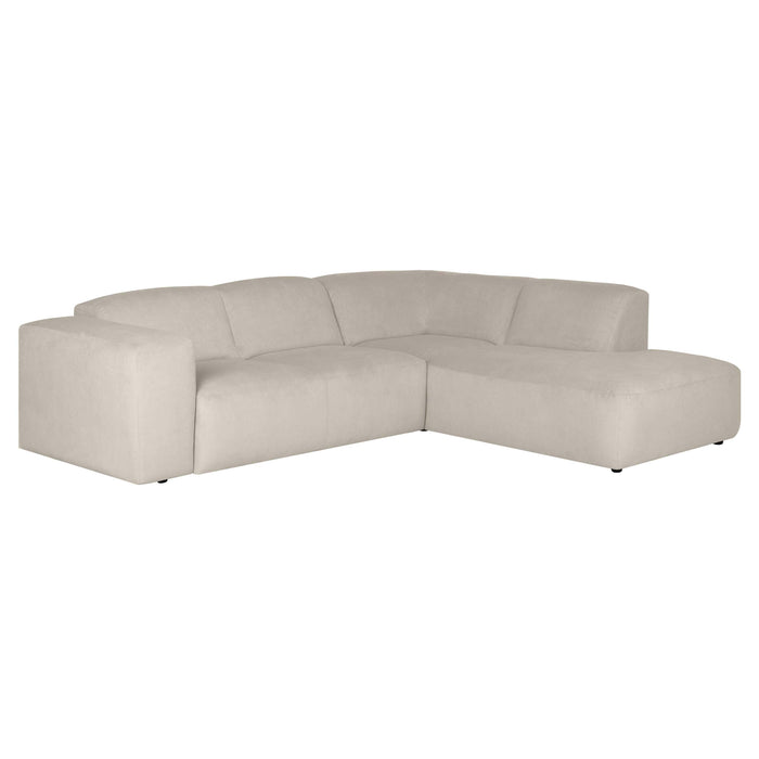 by fonQ Wonder 4-zits Hoekbank Rechts - Open Eind - Rib - Crème