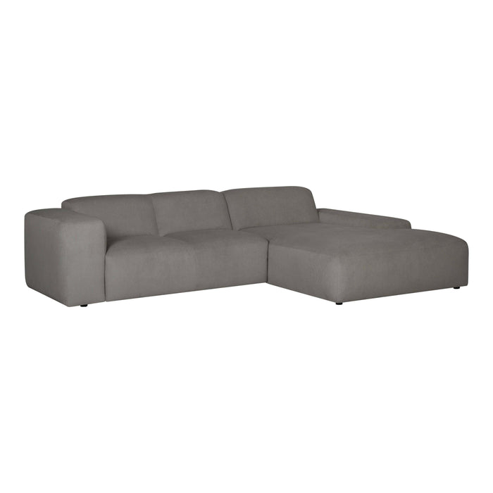 by fonQ Wonder 4-zits Hoekbank met Chaise Longue Rechts XL - Rib - Grijs