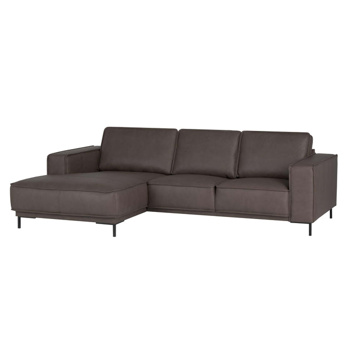 by fonQ Brisk Hoekbank met Chaise Longue Links - Buffelleer - Donkerbruin