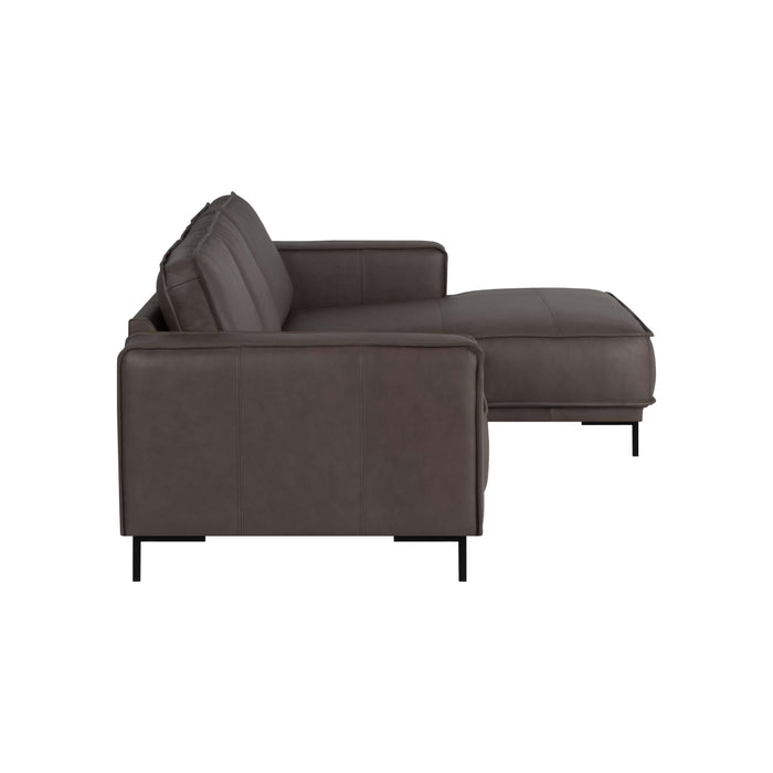 by fonQ Brisk Hoekbank met Chaise Longue Rechts - Buffelleer - Donkerbruin