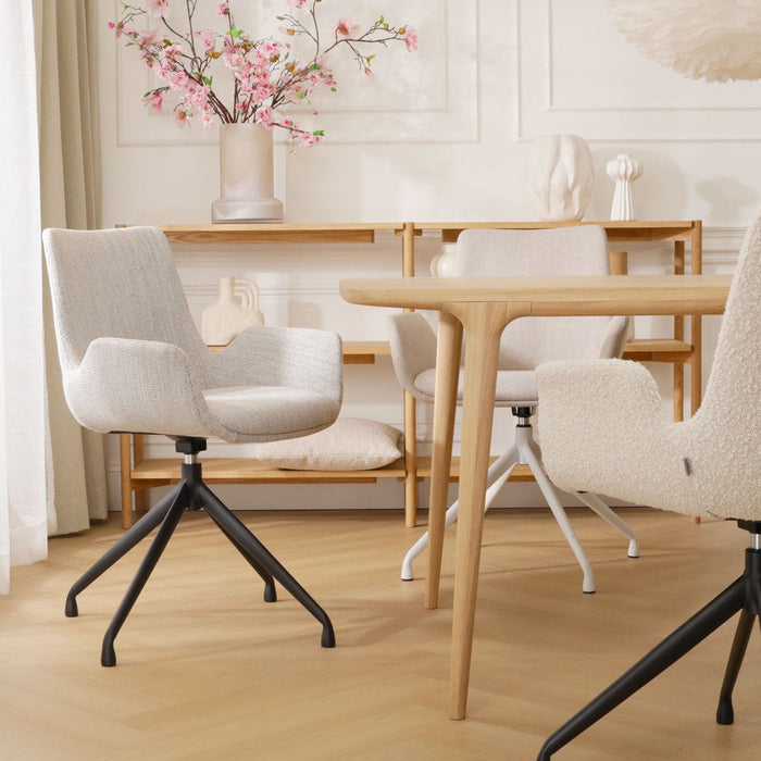 Nolon Nola-Eef Eetkamerstoel Beige Gemêleerd - Draaibaar Zwart