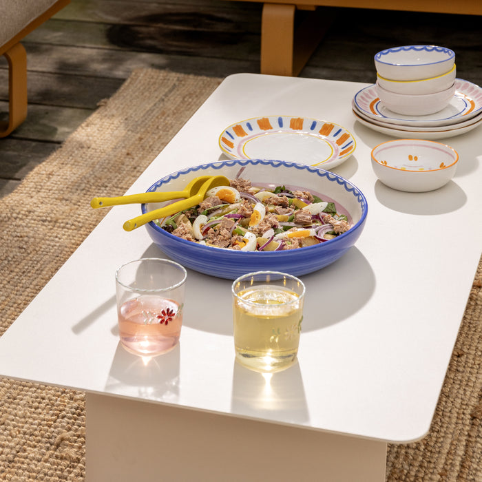 &k amsterdam Flora Waterglazen - Wit - Set van 2