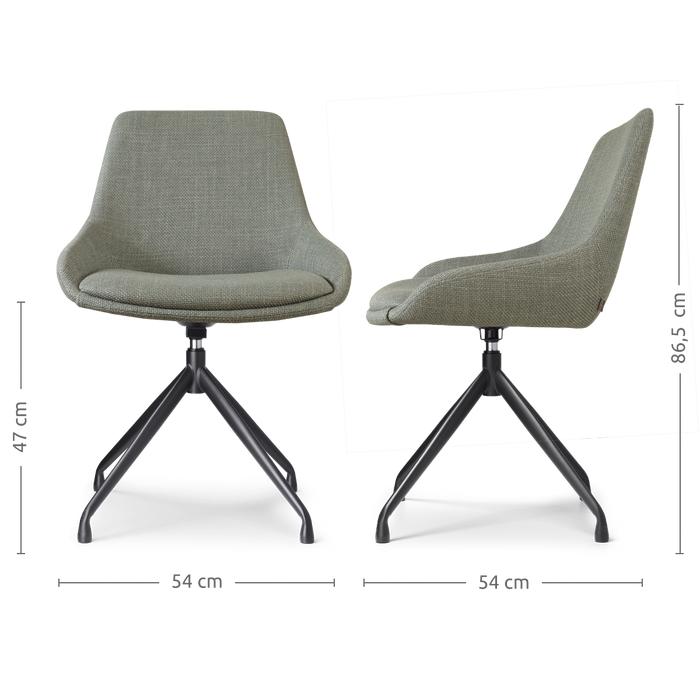 Nolon Nola-Isa Eetkamerstoel Saliegroen - Draaibaar Zwart Onderstel