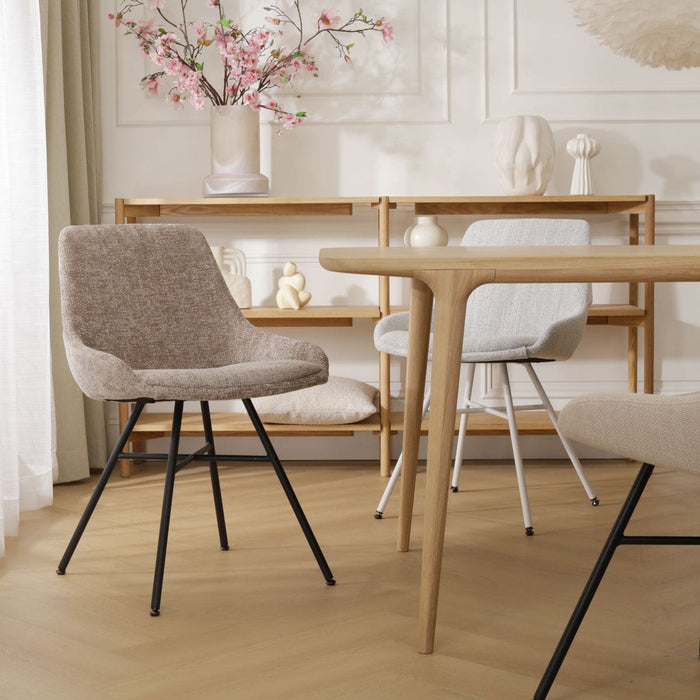 Nolon Noa-Isa Eetkamerstoel Bruin - Stof - Zwart Onderstel