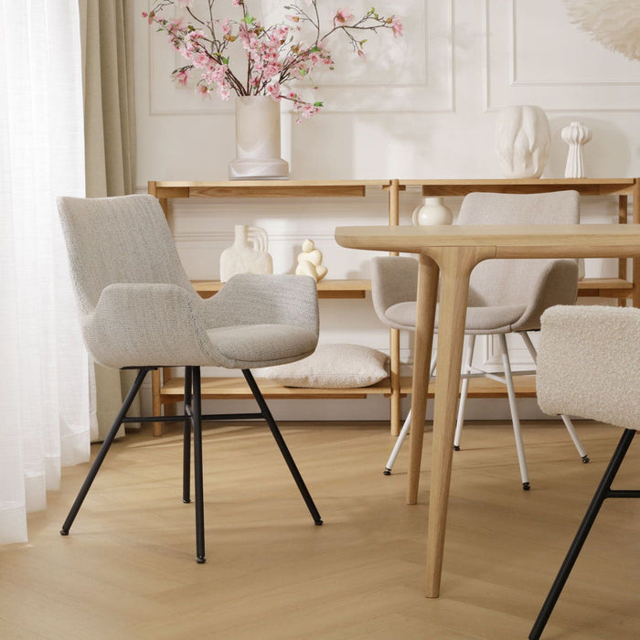 Nolon Noa-Eef Eetkamerstoel Beige Gemêleerd - met Armleuning - Zwart