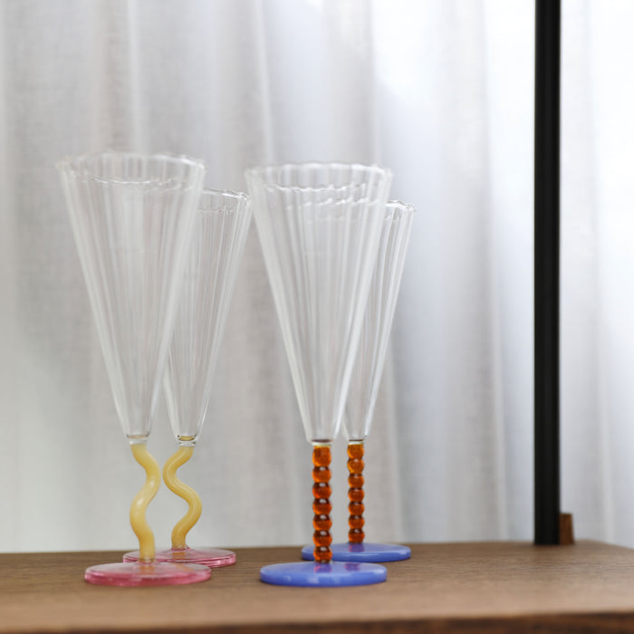 &k amsterdam Flute Perle Champagneglazen - Amber - Set van 2