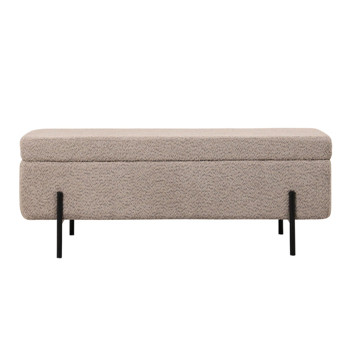 Giga Meubel - Opbergbank Bouclé Taupe 110cm - Japandi - Jari