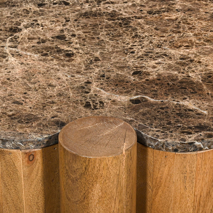 Giga Meubel - Salontafel Rond Marmer 75cm - Naturel Mangohout