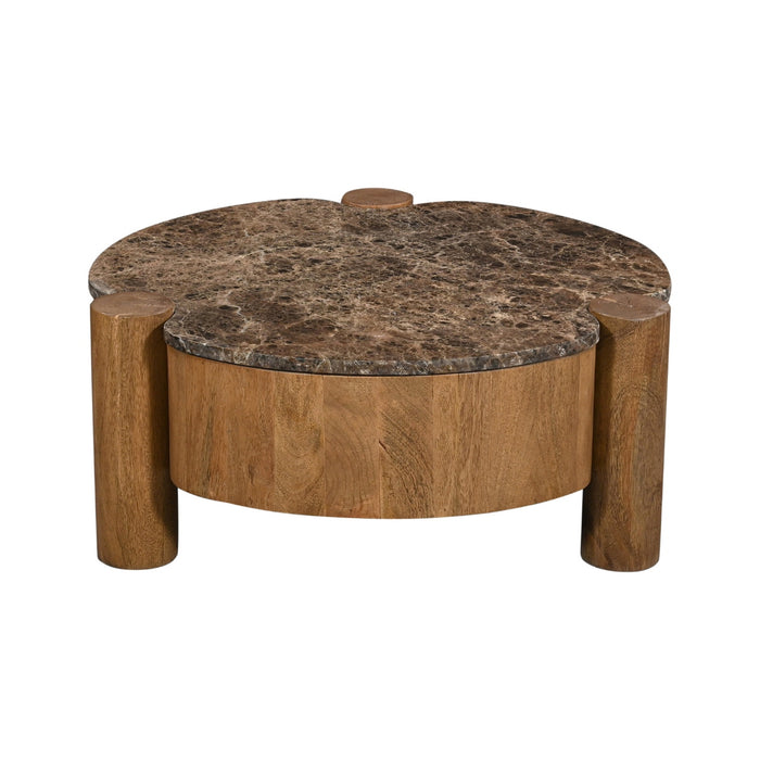 Giga Meubel - Salontafel Rond Marmer 75cm - Naturel Mangohout