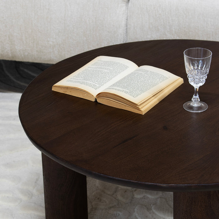 Giga Meubel - Salontafel Rond Donkerbruin 75cm - Mangohout - Misao