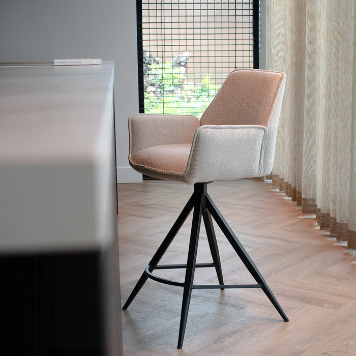 Giga Meubel - Barstoel Beige Stof - Zithoogte 66cm - Noa - Set van 2