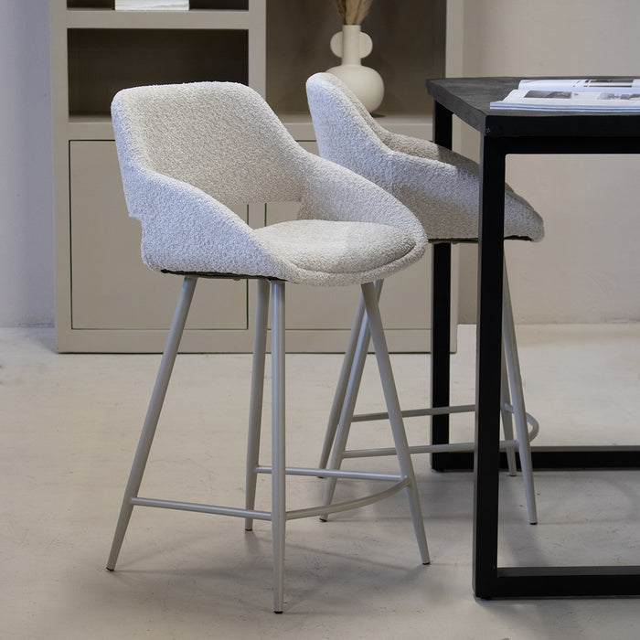 Giga Meubel - Barkruk Beige - Metaal|Stof - Jess - Set van 2