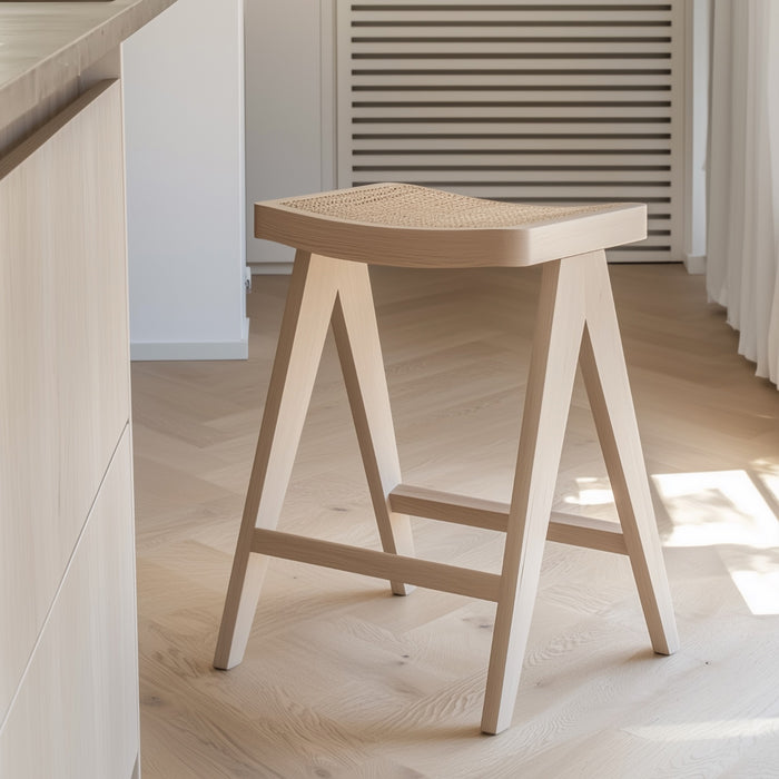 Giga Meubel - Barstoel Naturel - Rotan Zitting - Jules - Set van 2