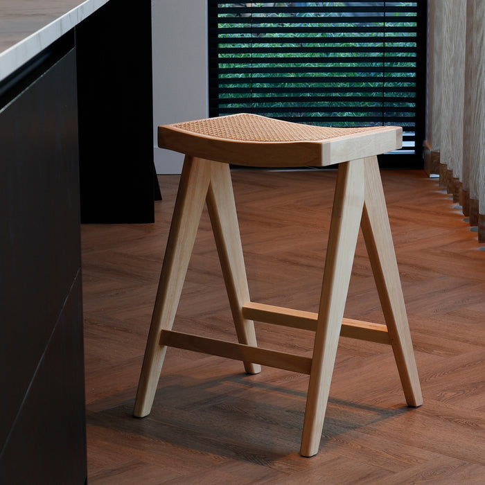 Giga Meubel - Barstoel Naturel - Rotan Zitting - Jules - Set van 2