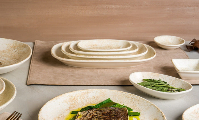 Bonna Serveerschaal - Nacrous - Porselein - 29x17 cm - set van 2