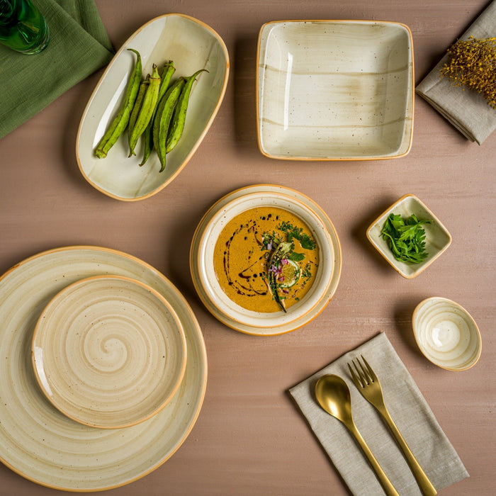 Bonna Gebaksbord - Aura Terrain - Porselein - 23 cm - set van 6