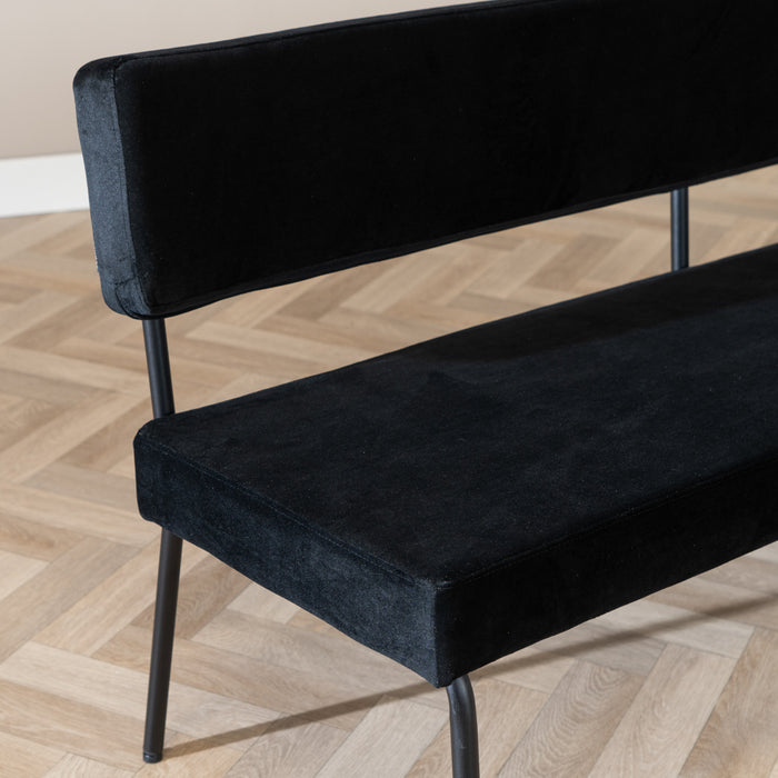 Bronx71 Velvet eetkamerbank Espen zwart 190 cm