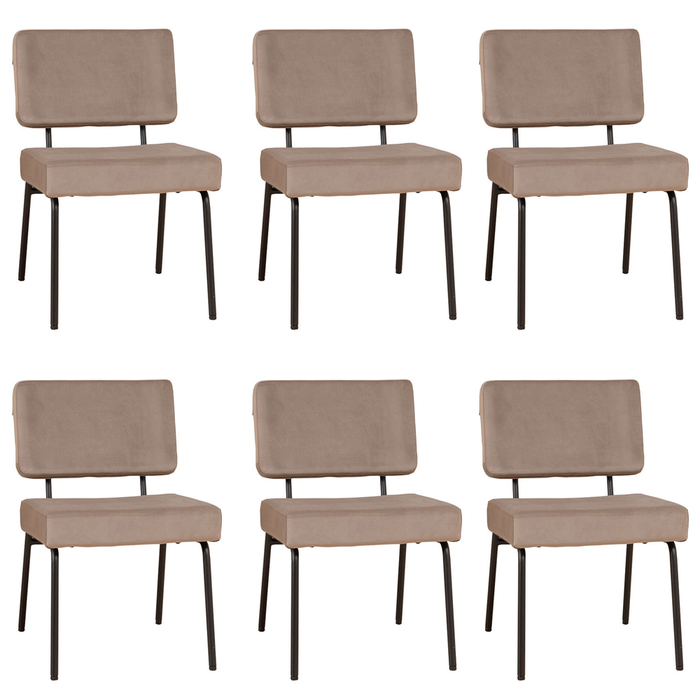 Bronx71 Velvet eetkamerstoel Espen taupe - Eetkamerstoelen set van 6