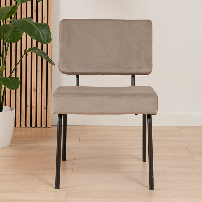 Bronx71 Velvet eetkamerstoel Espen taupe - Eetkamerstoelen set van 4