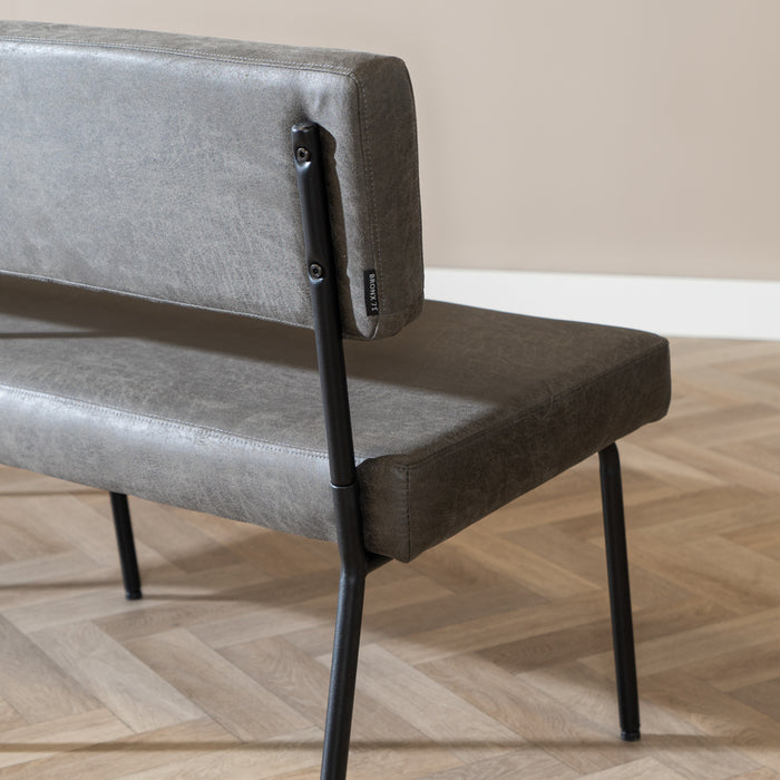 Bronx71 Industriële eetkamerbank Espen antraciet eco-leer 190 cm