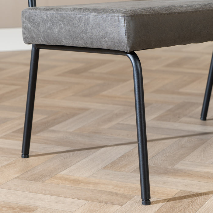 Bronx71 Industriële eetkamerbank Espen antraciet eco-leer 190 cm