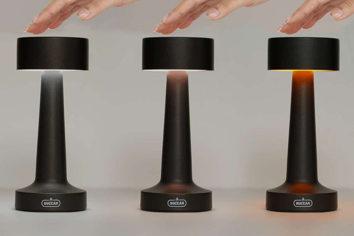 Buccan - Dumbbell tafellamp - Zwart - 3 lichtstanden en touchpanel