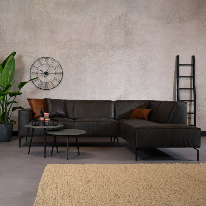 Bronx71 Industriële hoekbank Kansas eco-leer antraciet rechts