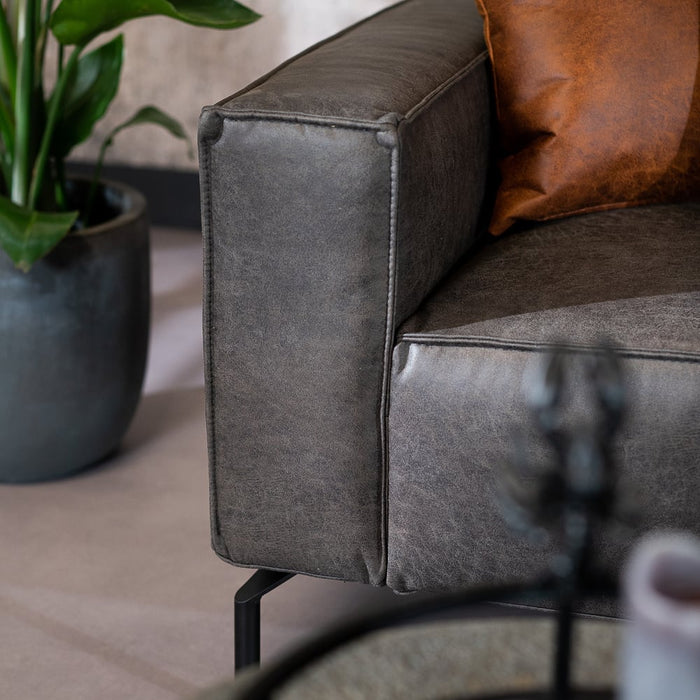 Bronx71 Industriële hoekbank Kansas eco-leer antraciet rechts