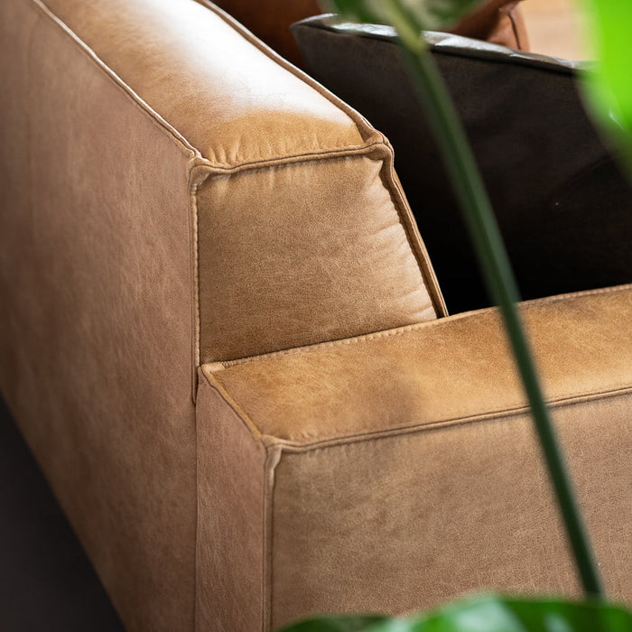 Bronx71 Industriële hoekbank Kansas eco-leer beige links