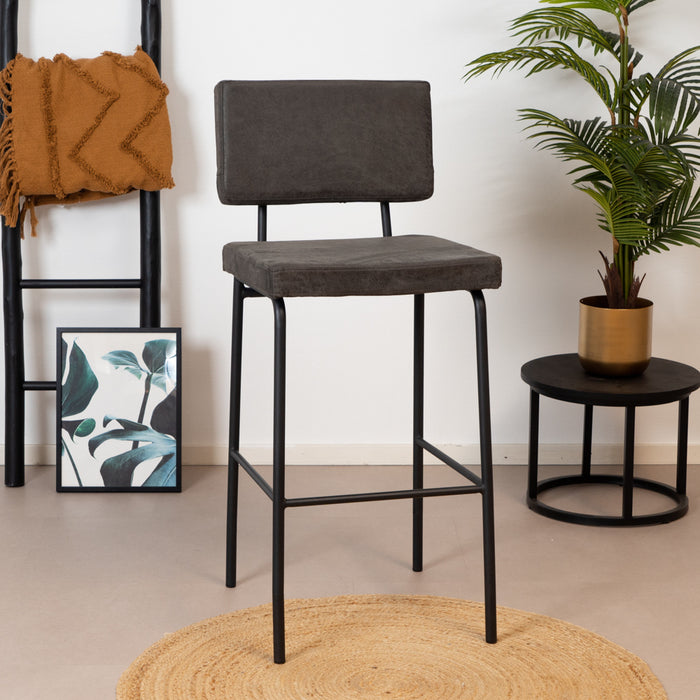 Bronx71 Industriële barkruk Espen antraciet eco-leer 64-77 cm -