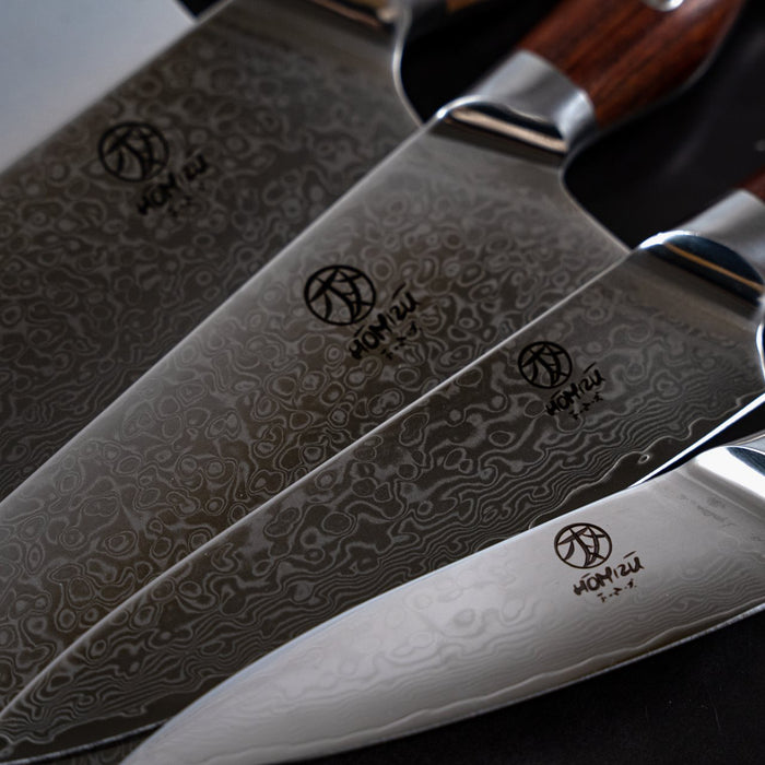 Homizu Baranoki universeel keukenmes - 13cm - VG-10 damascus mes|hout