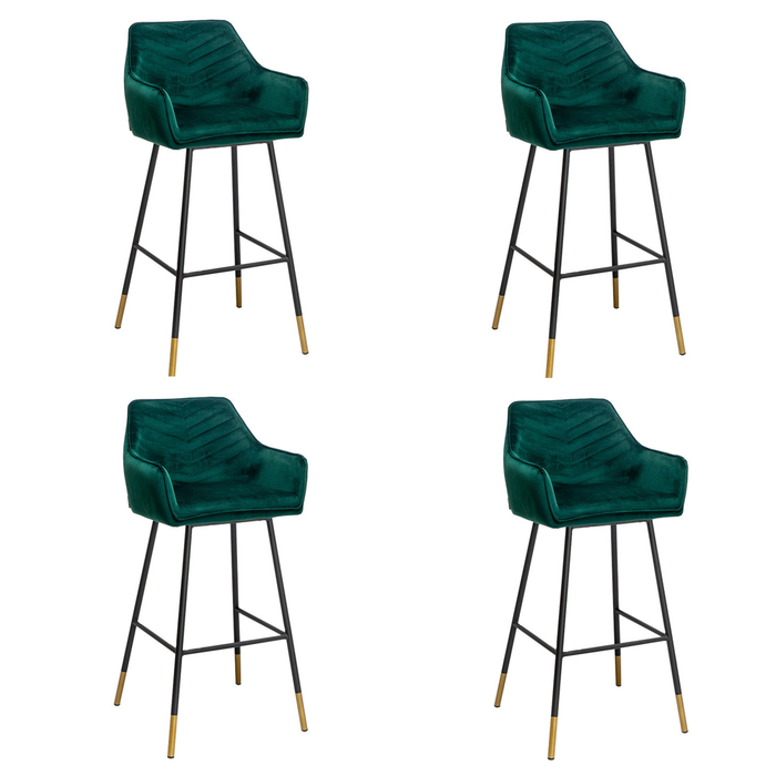 Bronx71 Velvet barkruk Fiona groen 65-78 cm - Barkrukken set van 4