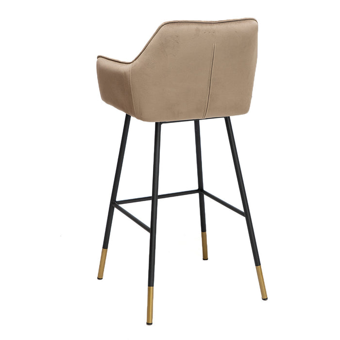 Bronx71 Velvet barkruk Fiona taupe 65-78 cm - Barkrukken set van 2