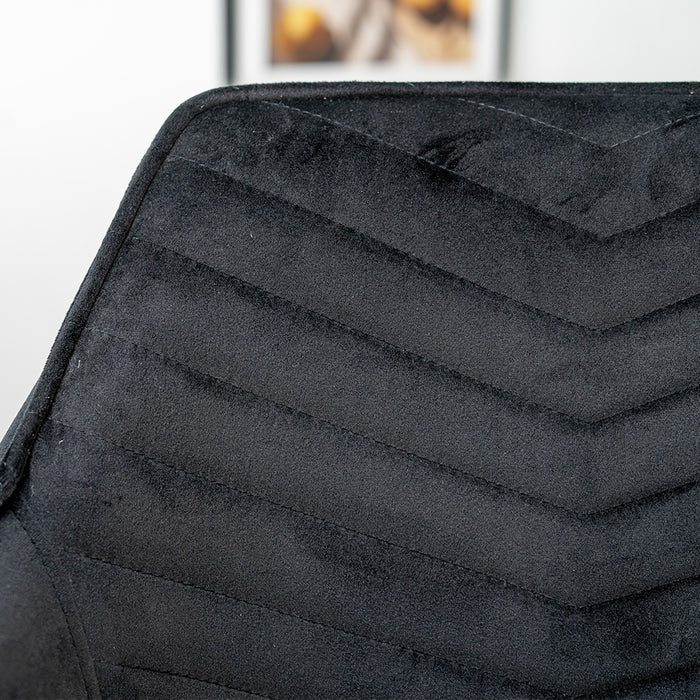 Bronx71 Velvet barkruk Fiona zwart 65-78 cm - Barkrukken set van 2