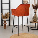 Bronx71 Velvet barkruk Nelly koper 78 cm - Barkrukken set van 4