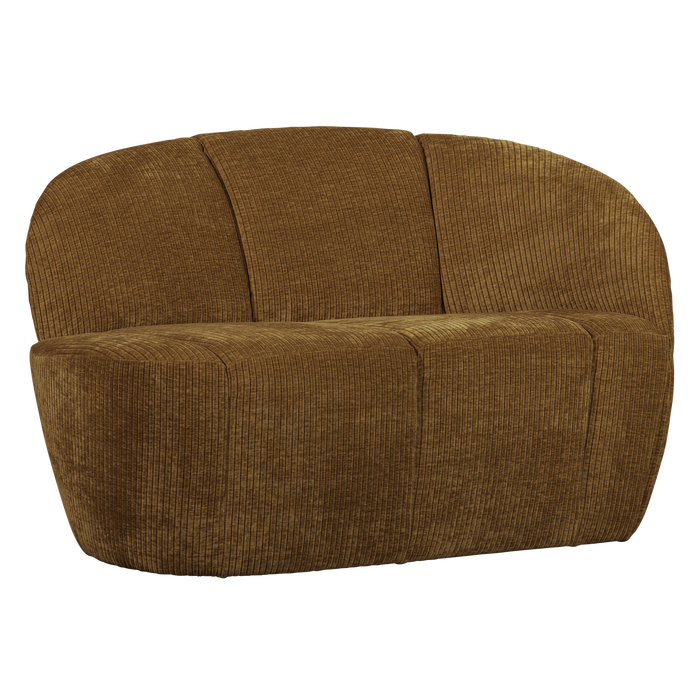 WOOOD Mojo 2-Zits Bankje Rechts - Geweven Ribstof - Honinggeel