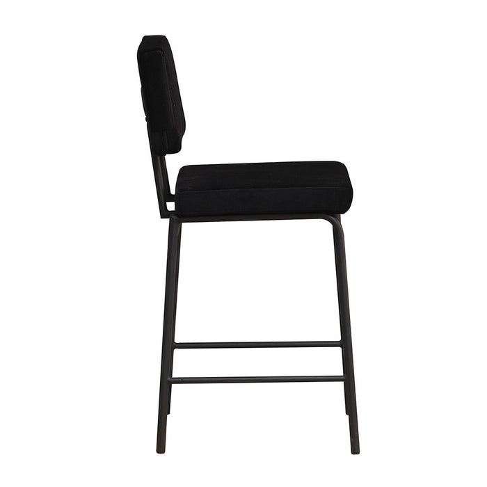 Bronx71 Velvet barkruk Espen zwart 64-77 cm - Barkrukken set van 2