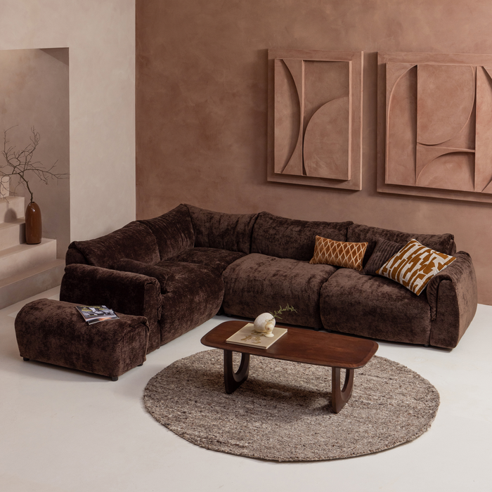 WOOOD Baggy Hoekelement - 3D Chenille - Donkerbruin - 81x96x96